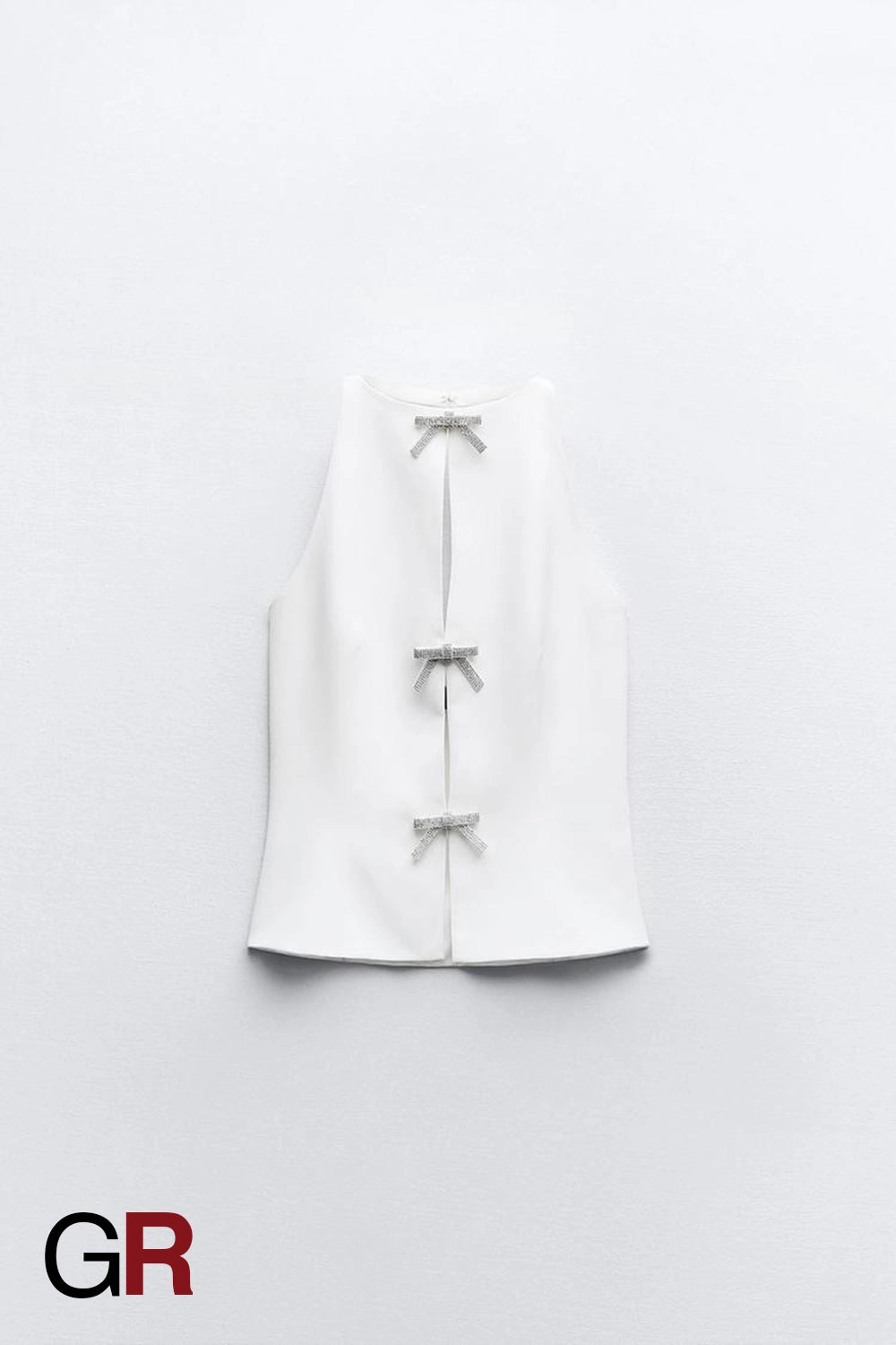Bowknot Decoration Hanging Collar White Top - GlamoROZ