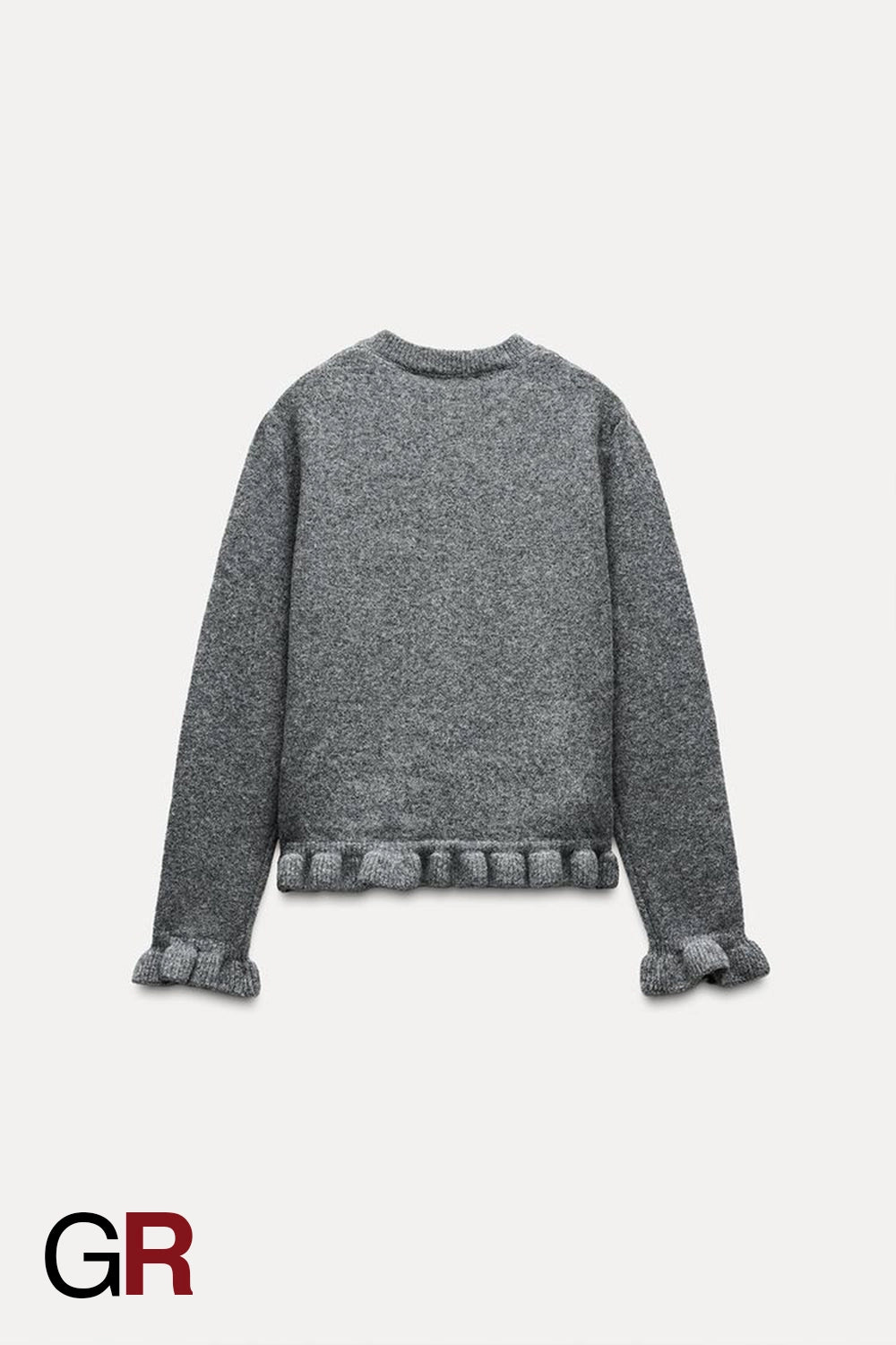 Simple Laminated Round Neck Knitted Grey Sweater - GlamoROZ