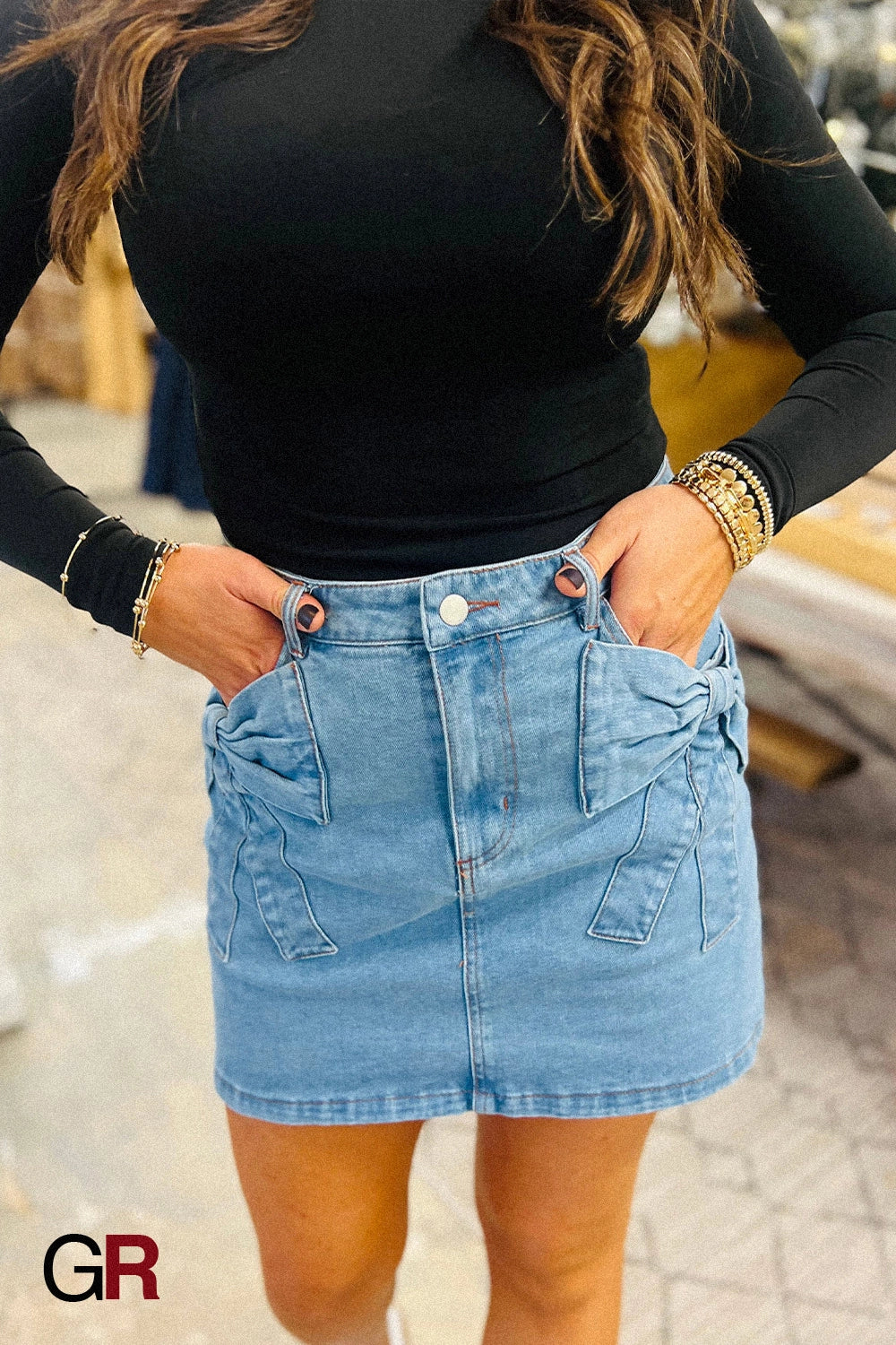 Utility Pocket Denim Mini Skirt