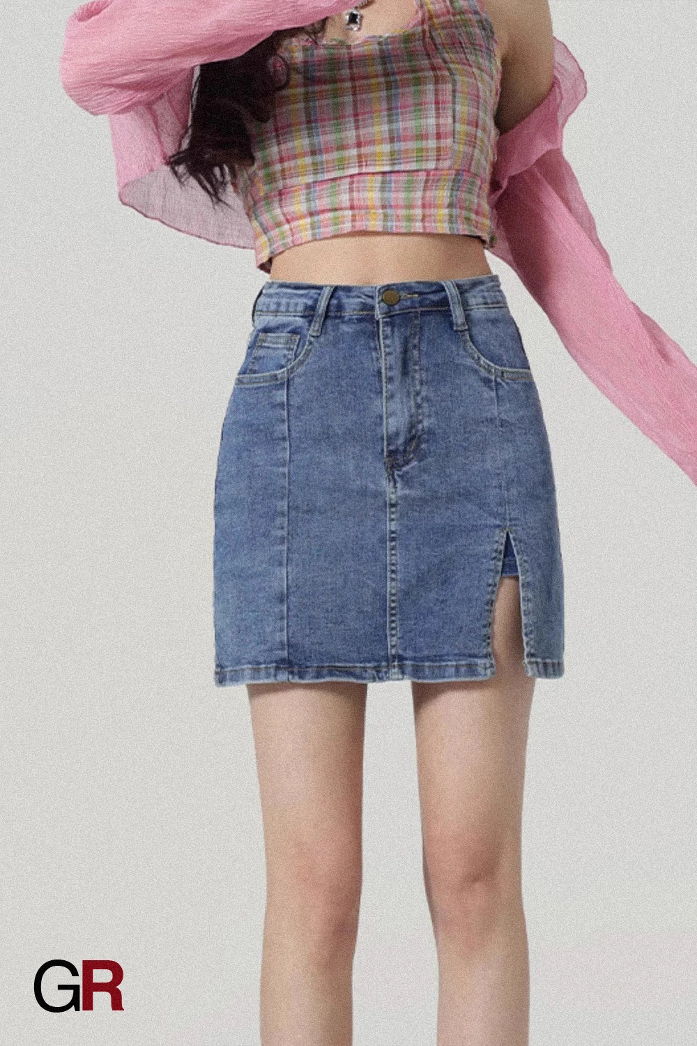 Montmartre Split-Hem Denim Skirt
