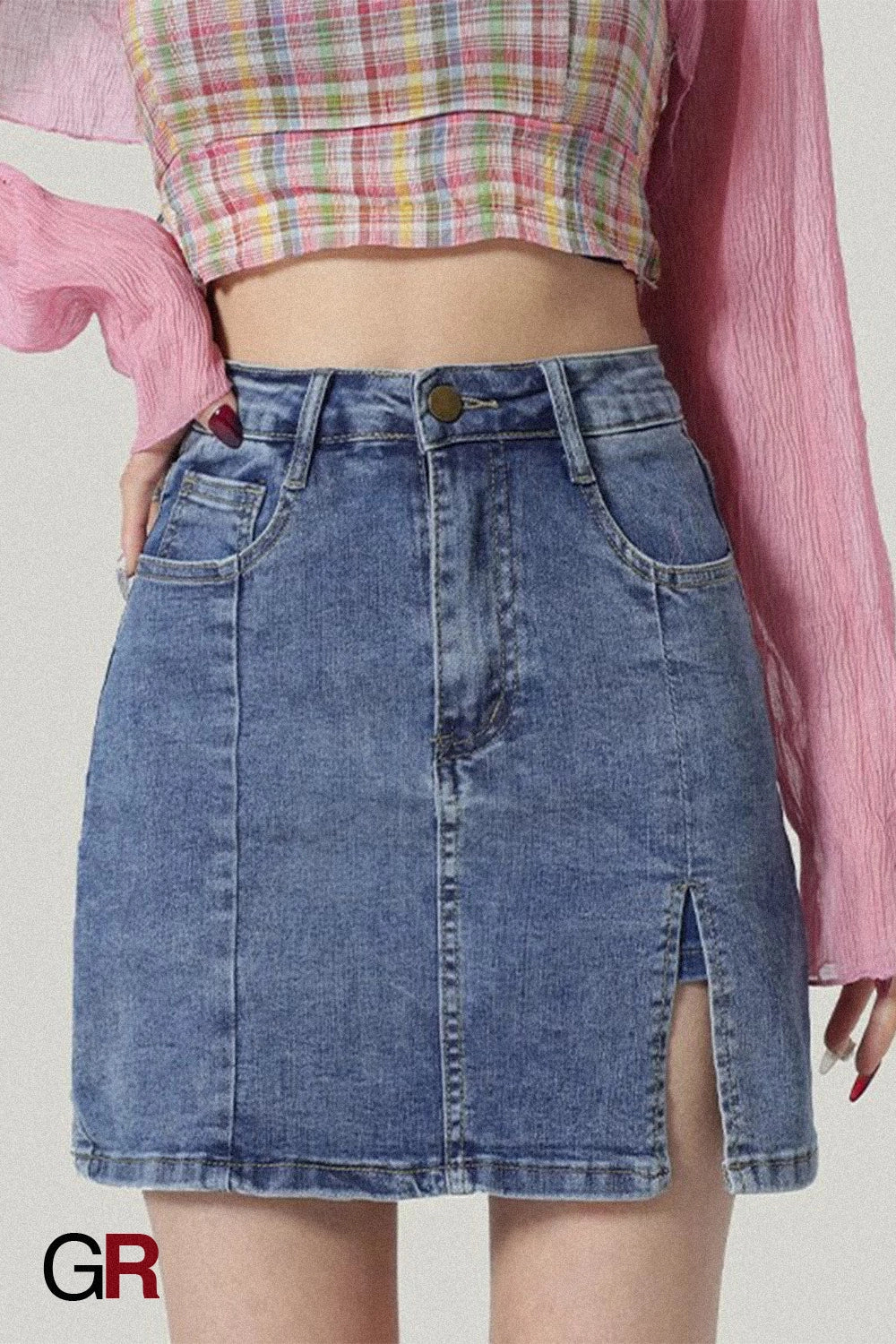 Montmartre Split-Hem Denim Skirt