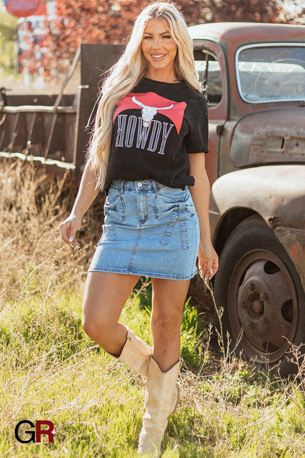 Utility Pocket Denim Mini Skirt