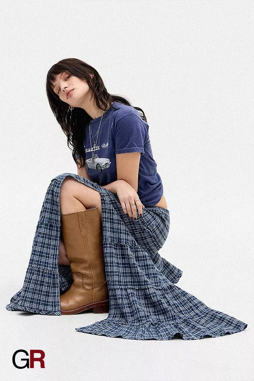 Coastal Highlands Plaid Maxi Skirt