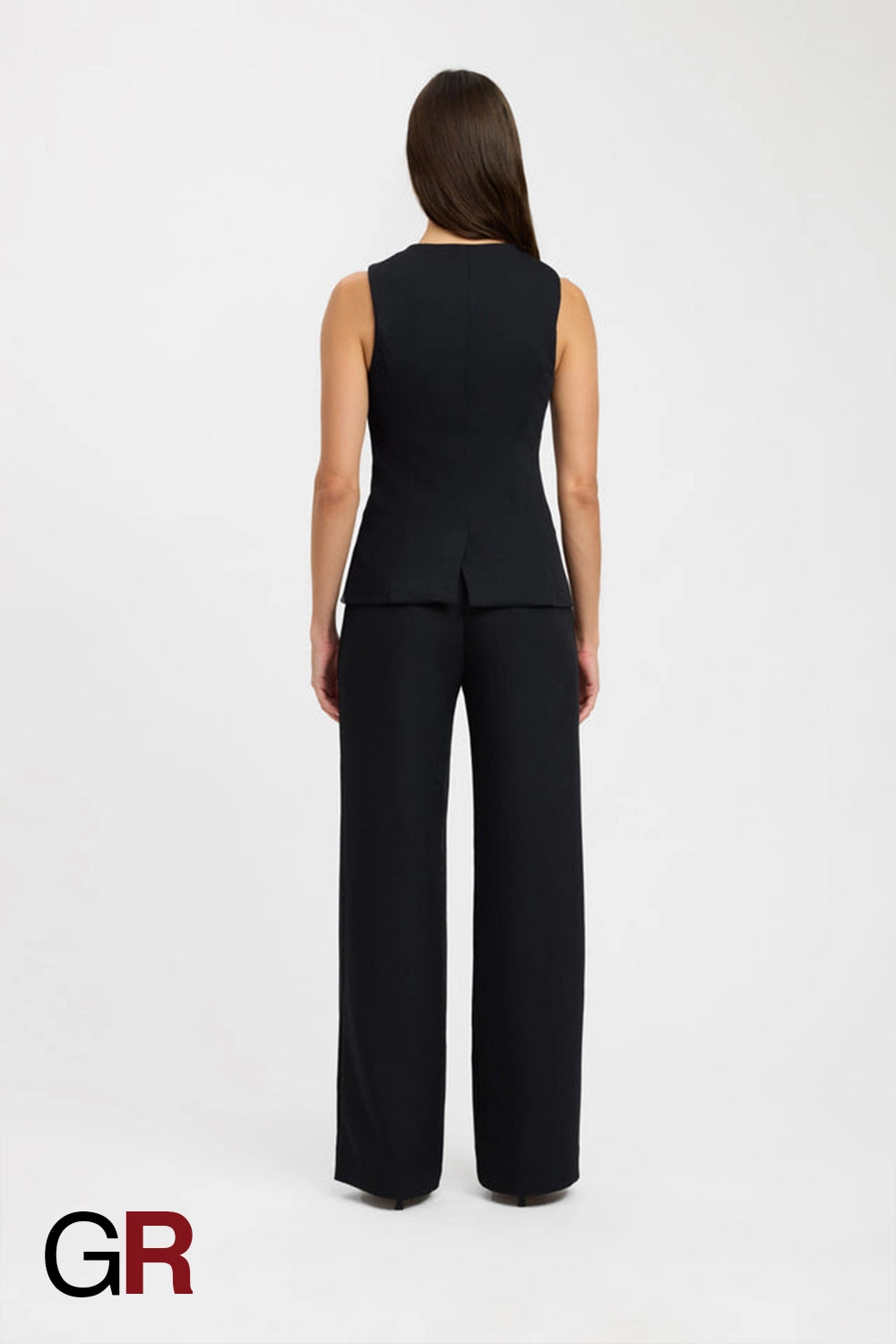 Single-Breasted Black Round Neck Sleeveless Vest - GlamoROZ