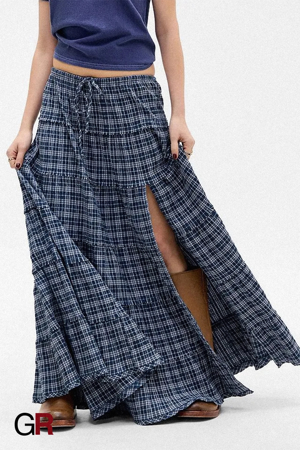 Coastal Highlands Plaid Maxi Skirt