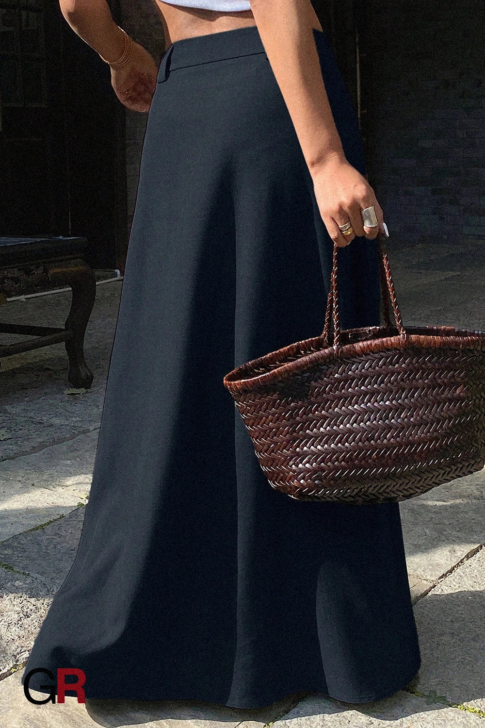 Noir Colonnade Pleat Maxi