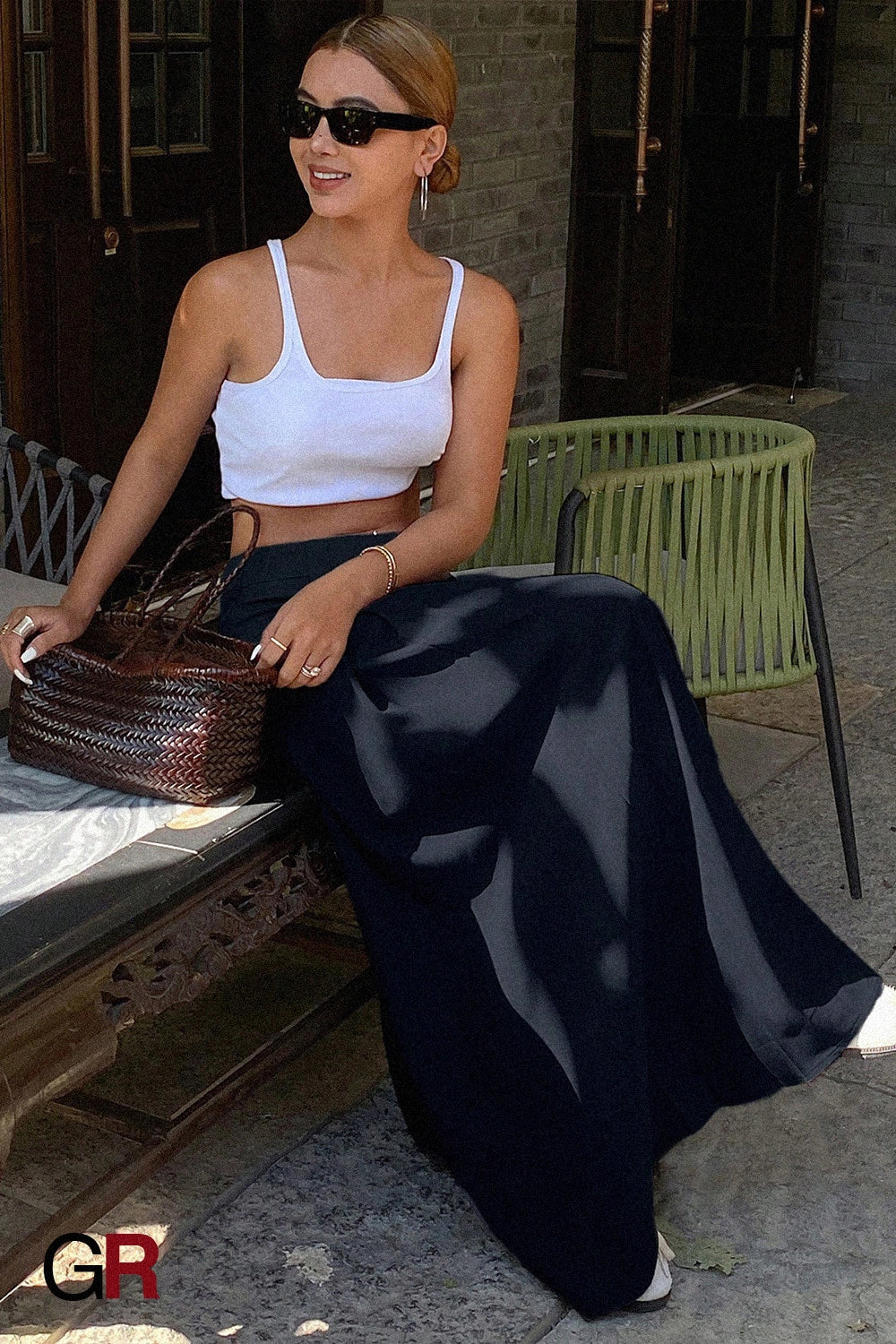 Noir Colonnade Pleat Maxi