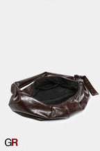 Simple Pleated Knotted Large Capacity Retro Leather Croissant