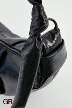 Simple Pleated Knotted Large Capacity Retro Leather Croissant
