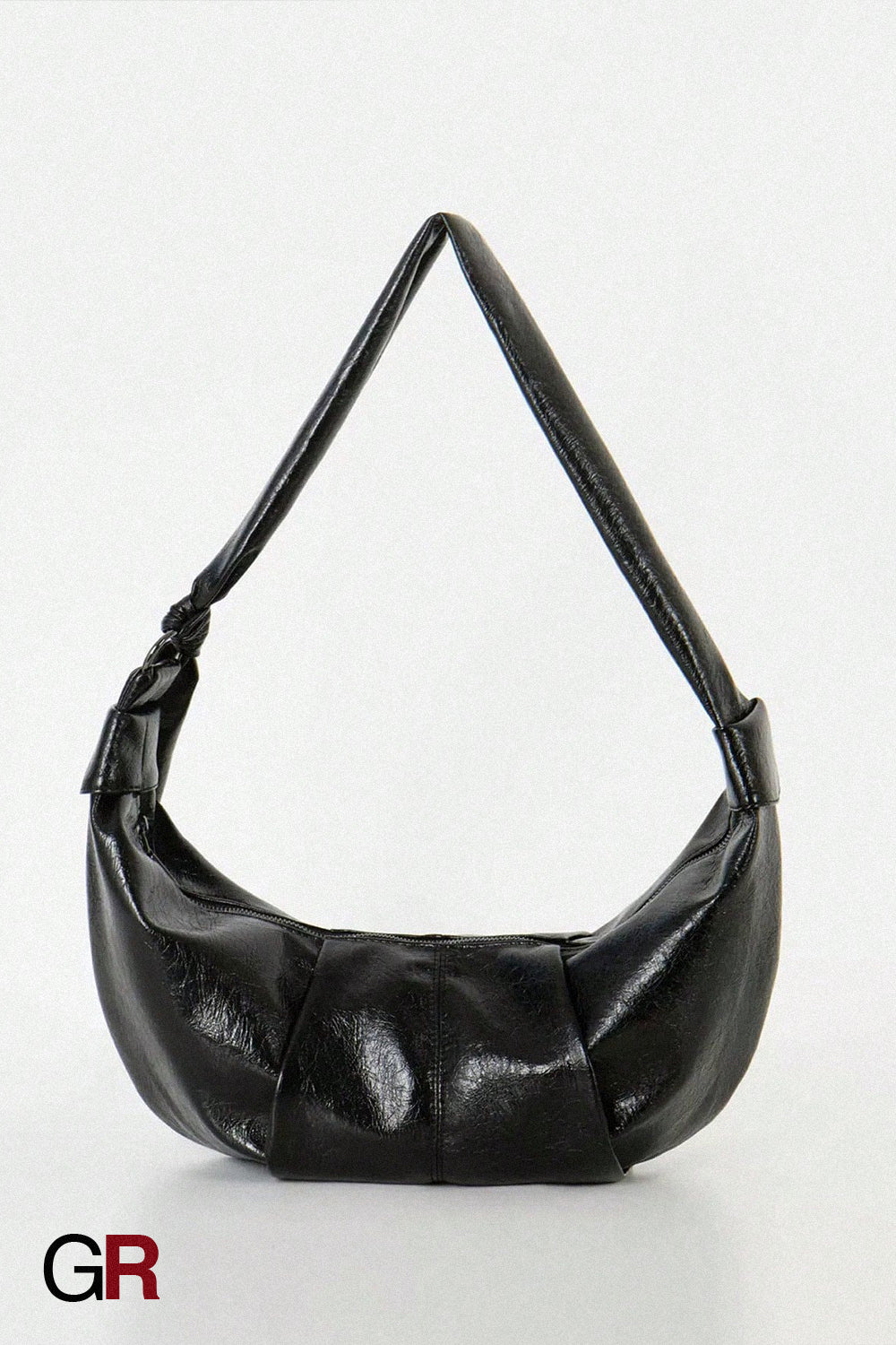 Simple Pleated Knotted Large Capacity Retro Leather Croissant