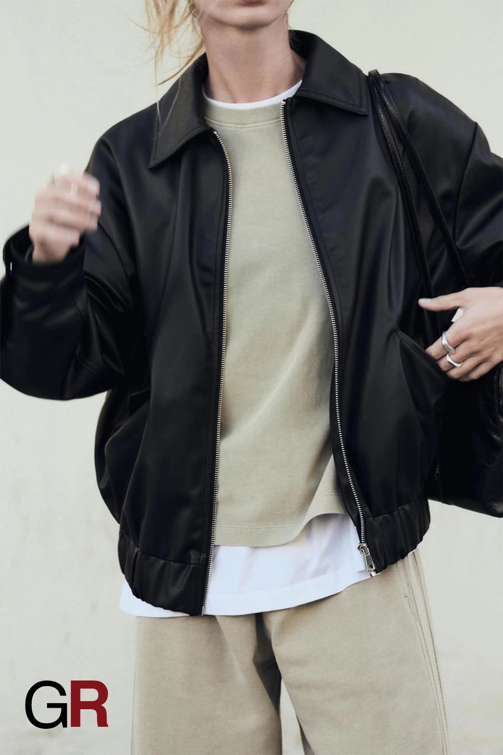 Imitation Leather Oversized Coat - GlamoROZ