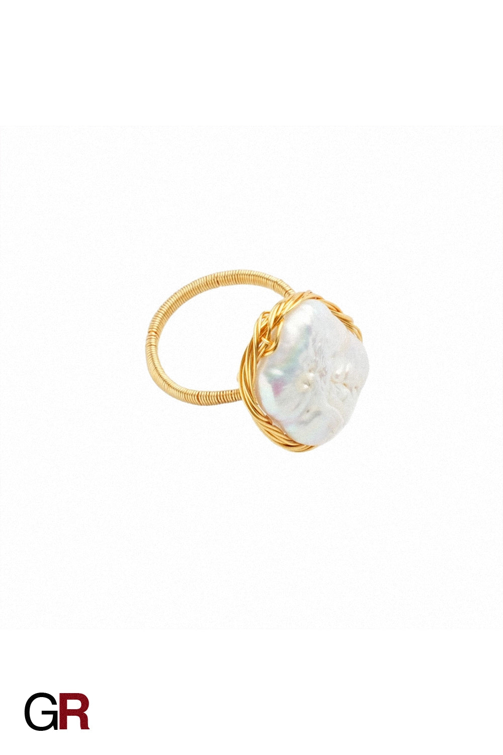 “GlamoROZ Lueur Rose Gold & Steel Index Ring Jewelry gold and steel contrast detail close-up”