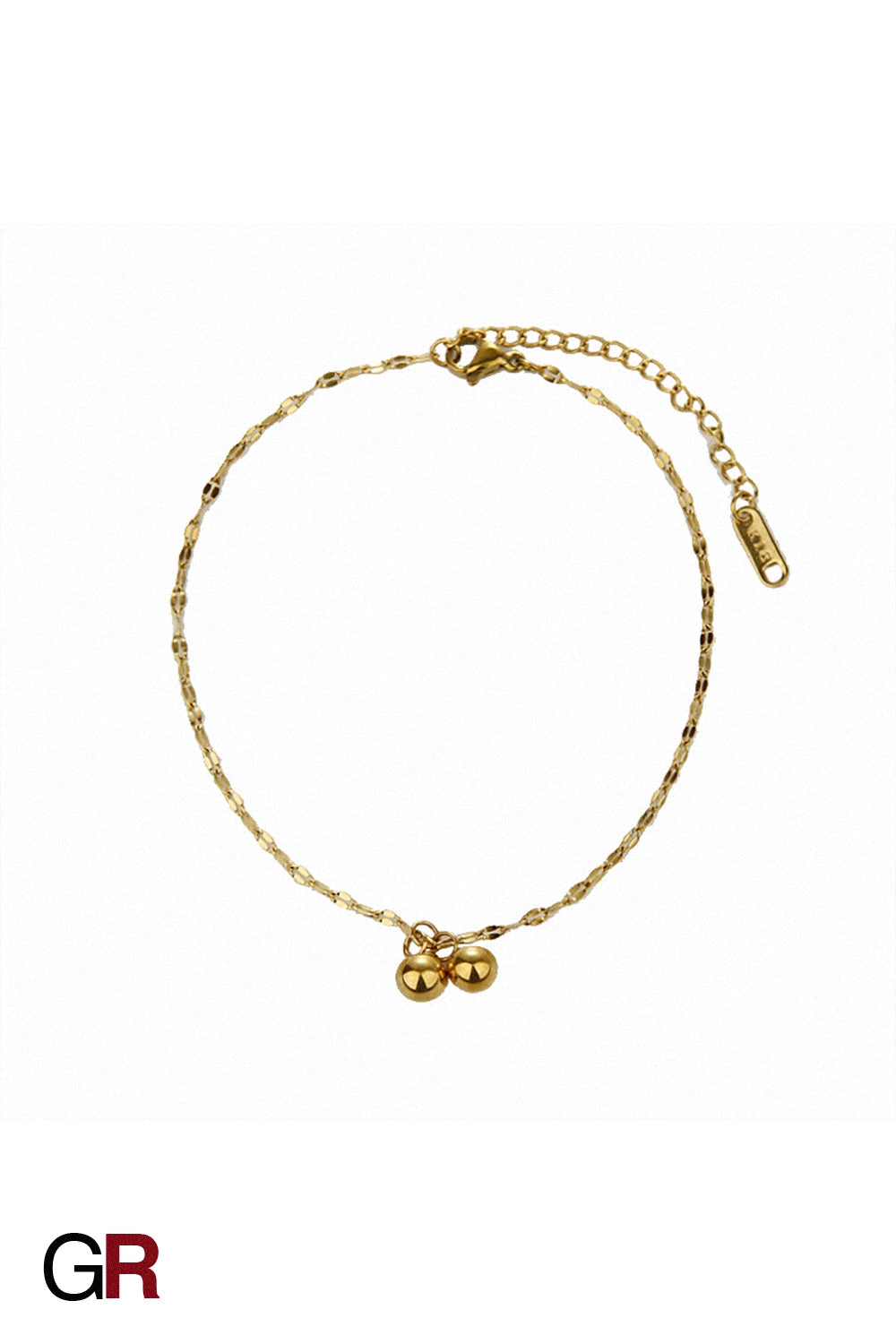 “GlamoROZ Muse Dorée Luminous Gold Beaded Anklet Jewelry close-up showing gold bead details”