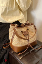 Woven Straw Women's Crossbody Portable Bucket Bag