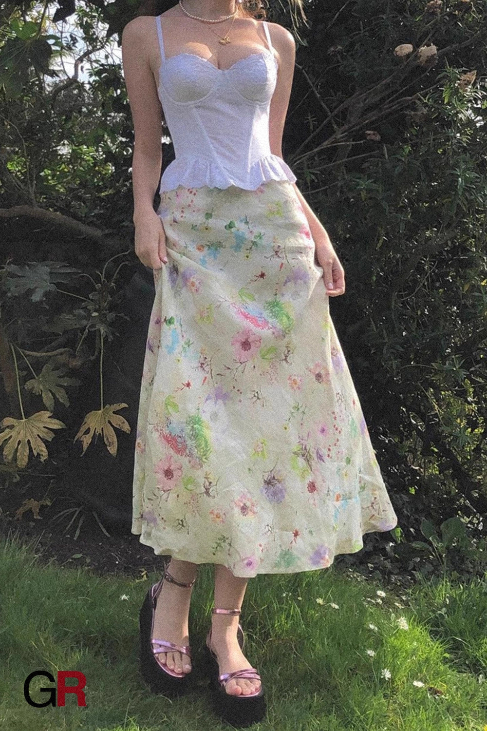 Meadow Bias Satin Midi