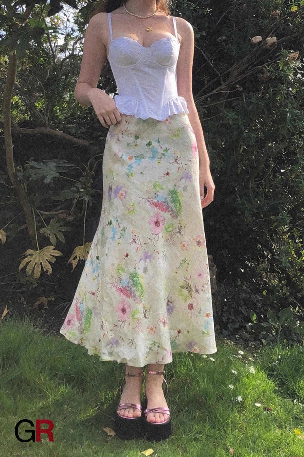 Meadow Bias Satin Midi