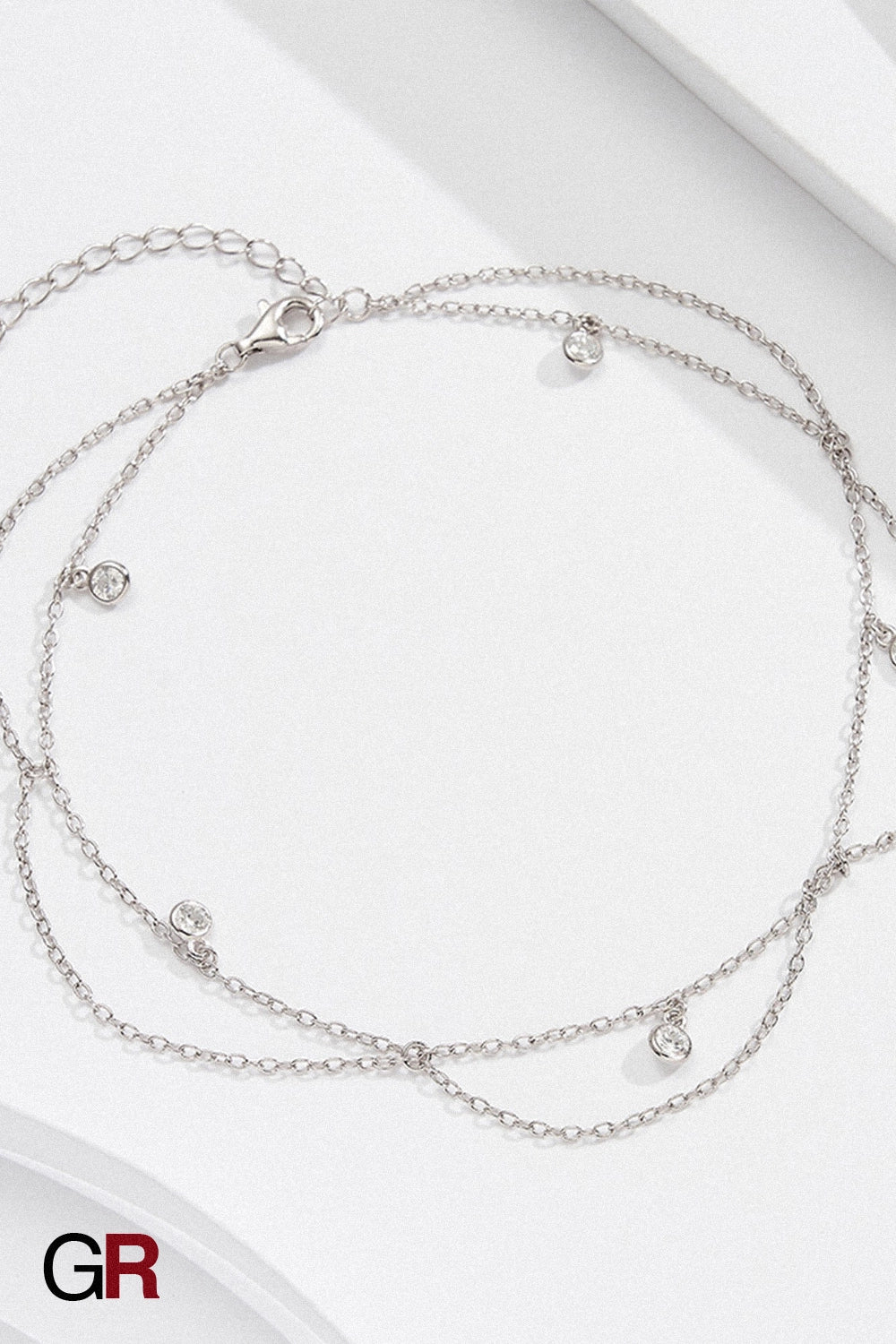 “GlamoROZ Larmes de Mer Luminous Gold Layered Anklet gold-tone layered chain detail close-up”