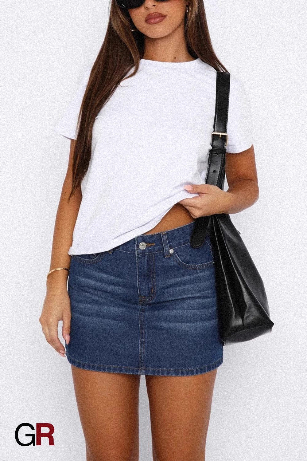 Washed Charcoal Denim Micro Skirt