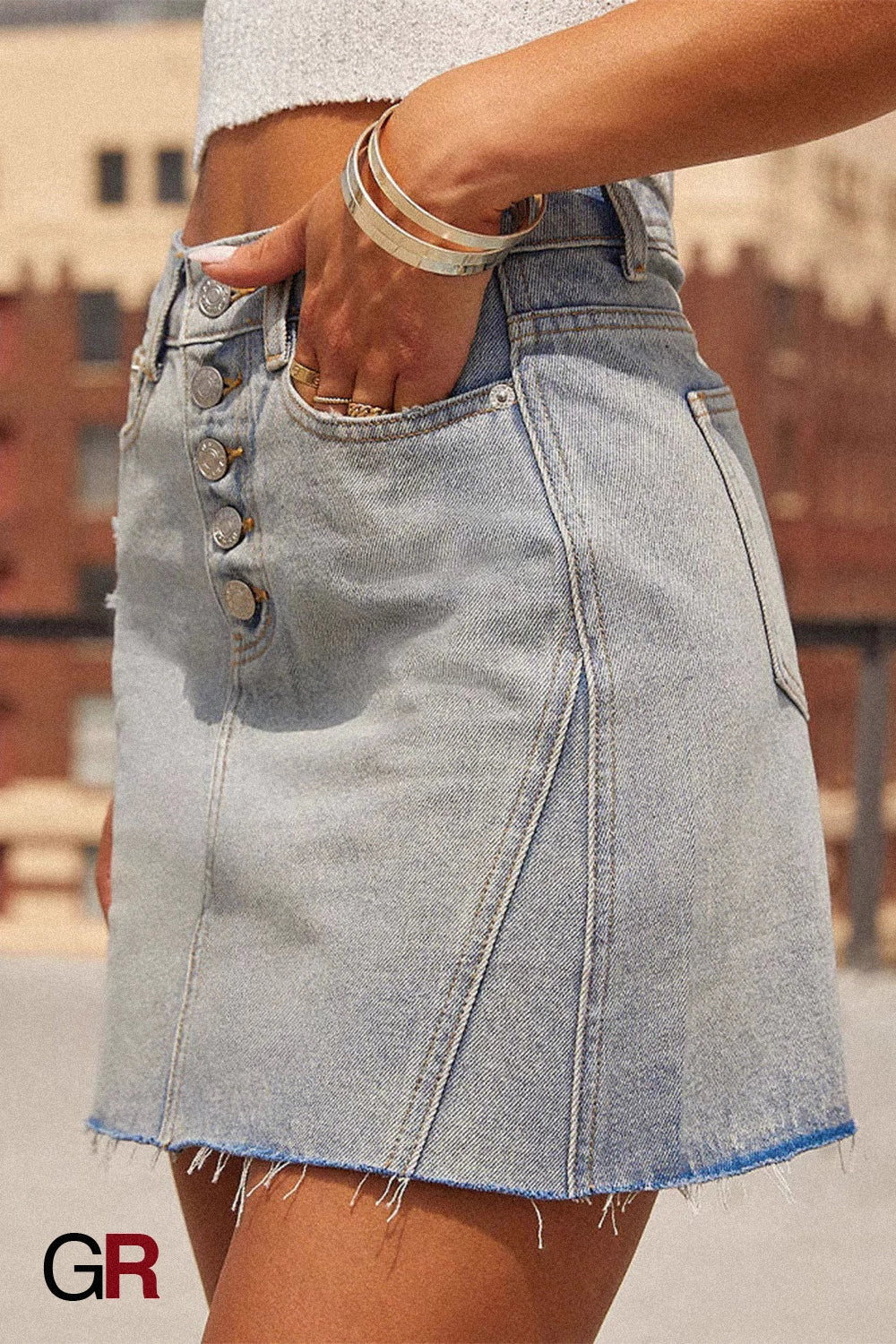 Côte d’Azur Button-Fly Denim Mini