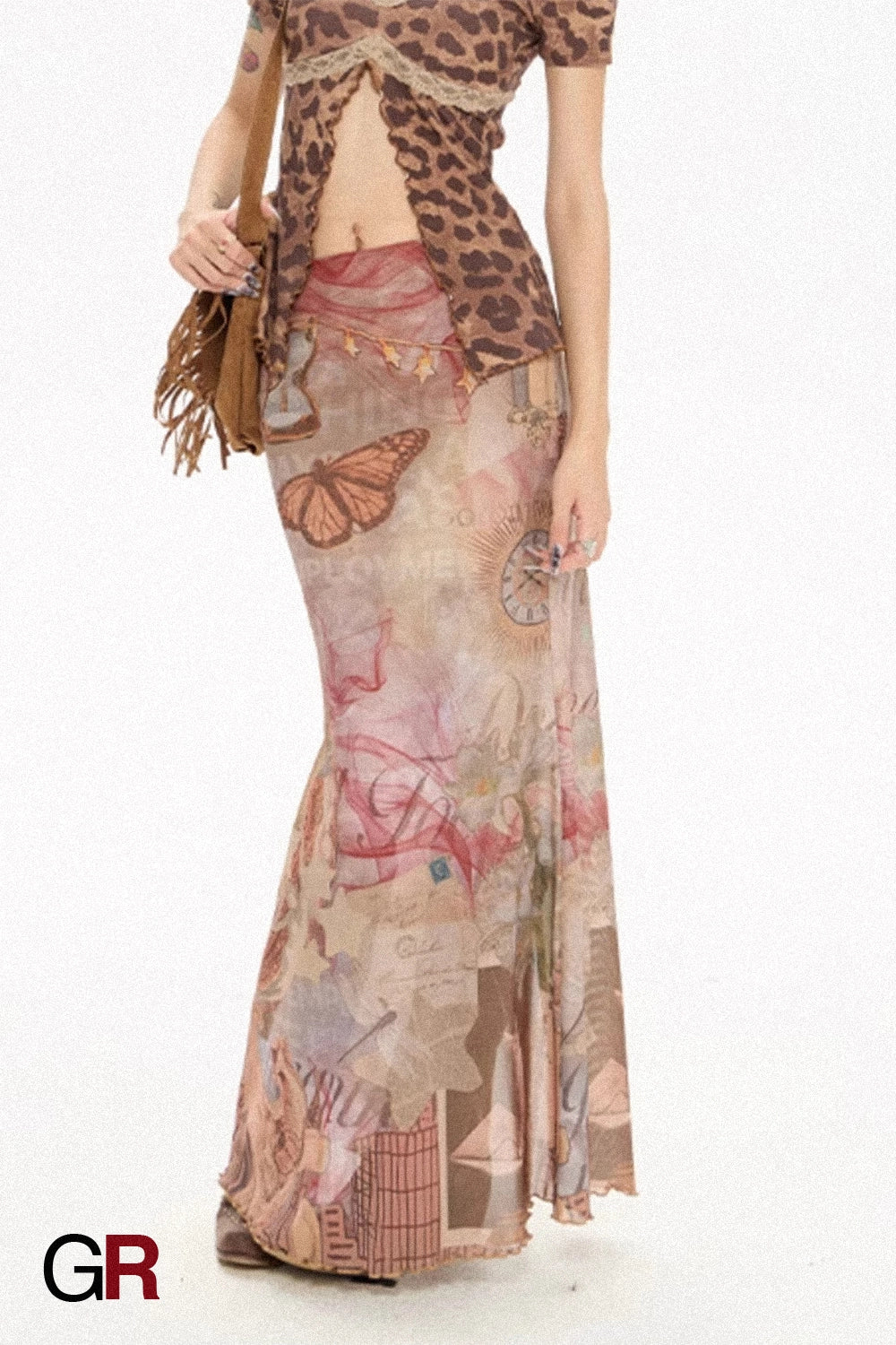 Collage Mesh Mermaid Skirt